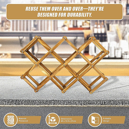 Wooden Wine Rack Freestanding 10 Bottles Countertop Storage V63-838441