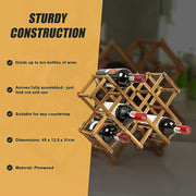 Wooden Wine Rack Freestanding 10 Bottles Countertop Storage V63-838441
