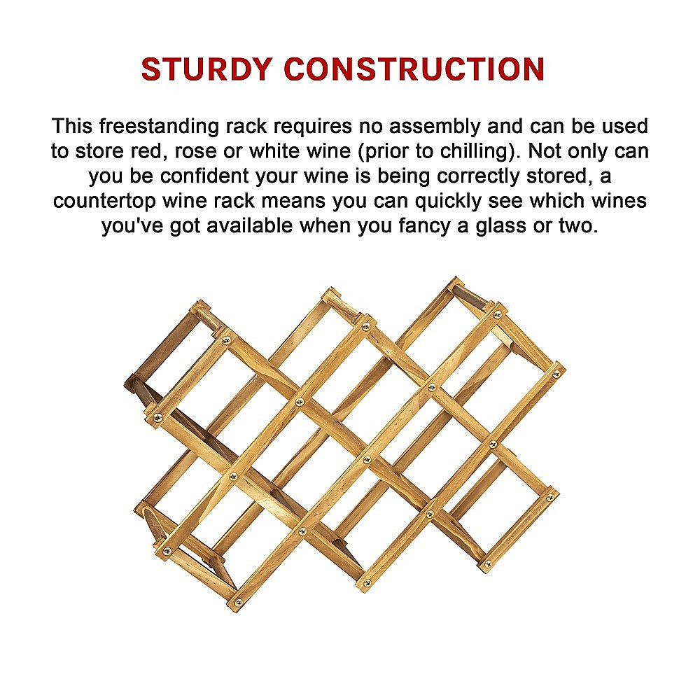 Wooden Wine Rack Freestanding 10 Bottles Countertop Storage V63-838441