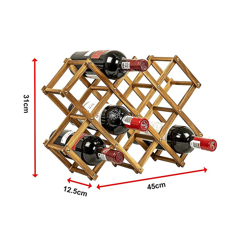 Wooden Wine Rack Freestanding 10 Bottles Countertop Storage V63-838441