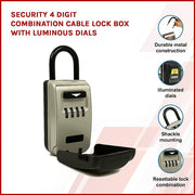 Security 4 Digit Combination Cable Lock Box With Luminous Dials V63-838461