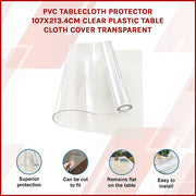 PVC Tablecloth Protector 107X213.4CM Clear Plastic Table Cloth Cover Transparent V63-838511