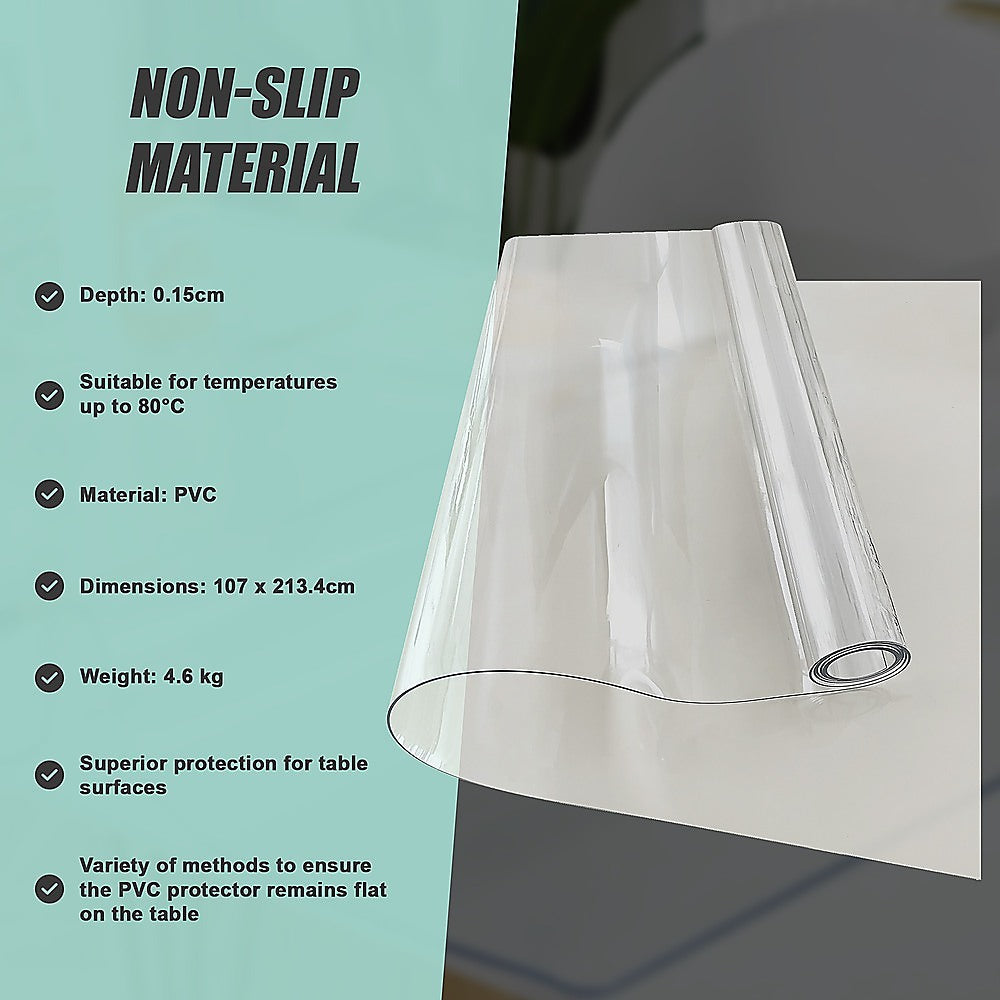 PVC Tablecloth Protector 107X213.4CM Clear Plastic Table Cloth Cover Transparent V63-838511