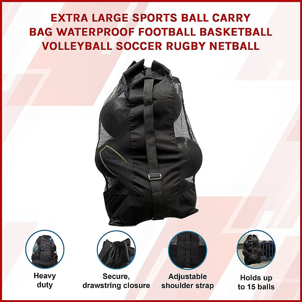 Extra Large Sports Ball Carry Bag Waterproof Football Basketball Volleyball Soccer Rugby NetBall V63-838541