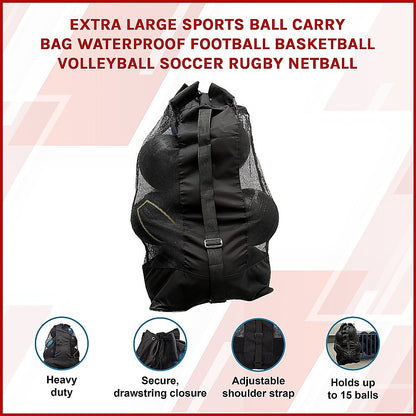 Extra Large Sports Ball Carry Bag Waterproof Football Basketball Volleyball Soccer Rugby NetBall V63-838541