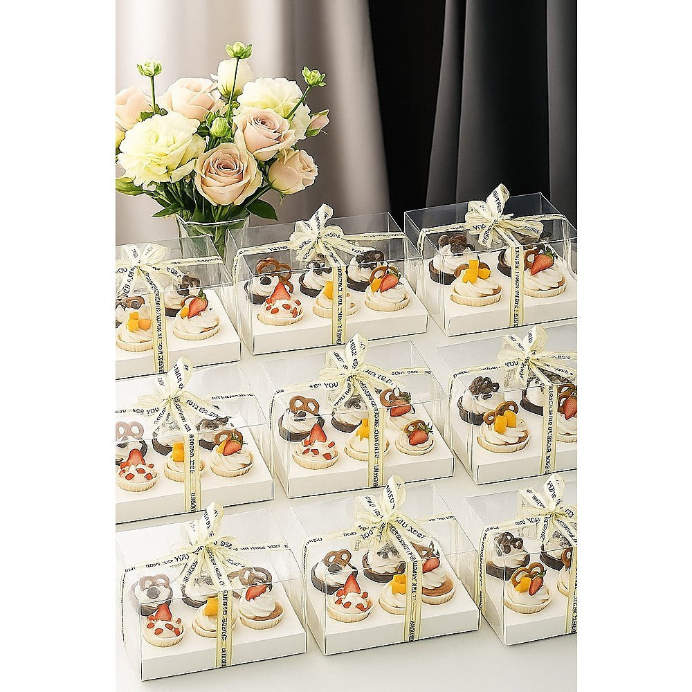 10Pcs Clear Dessert Boxes Cupcake Packaging - Transparent Bakery Cake Gift Boxes V63-838551