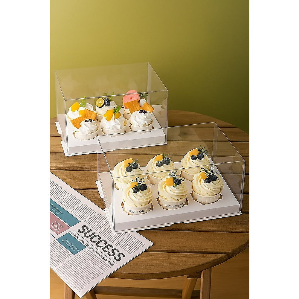 10Pcs Clear Dessert Boxes Cupcake Packaging - Transparent Bakery Cake Gift Boxes V63-838551