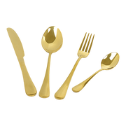 24-piece Gold Cutlery Flatware Stainless Steel Silverware Set Reflective Mirror Finish V63-838571
