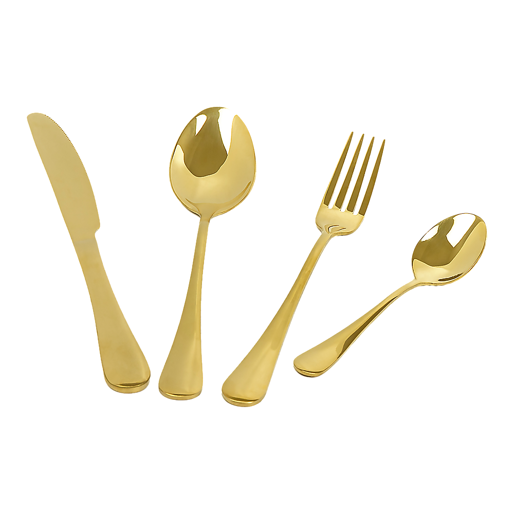 24-piece Gold Cutlery Flatware Stainless Steel Silverware Set Reflective Mirror Finish V63-838571