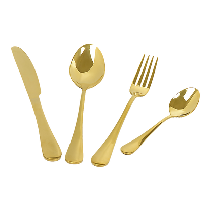 24-piece Gold Cutlery Flatware Stainless Steel Silverware Set Reflective Mirror Finish V63-838571