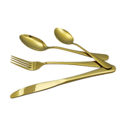 24-piece Gold Cutlery Flatware Stainless Steel Silverware Set Reflective Mirror Finish V63-838571