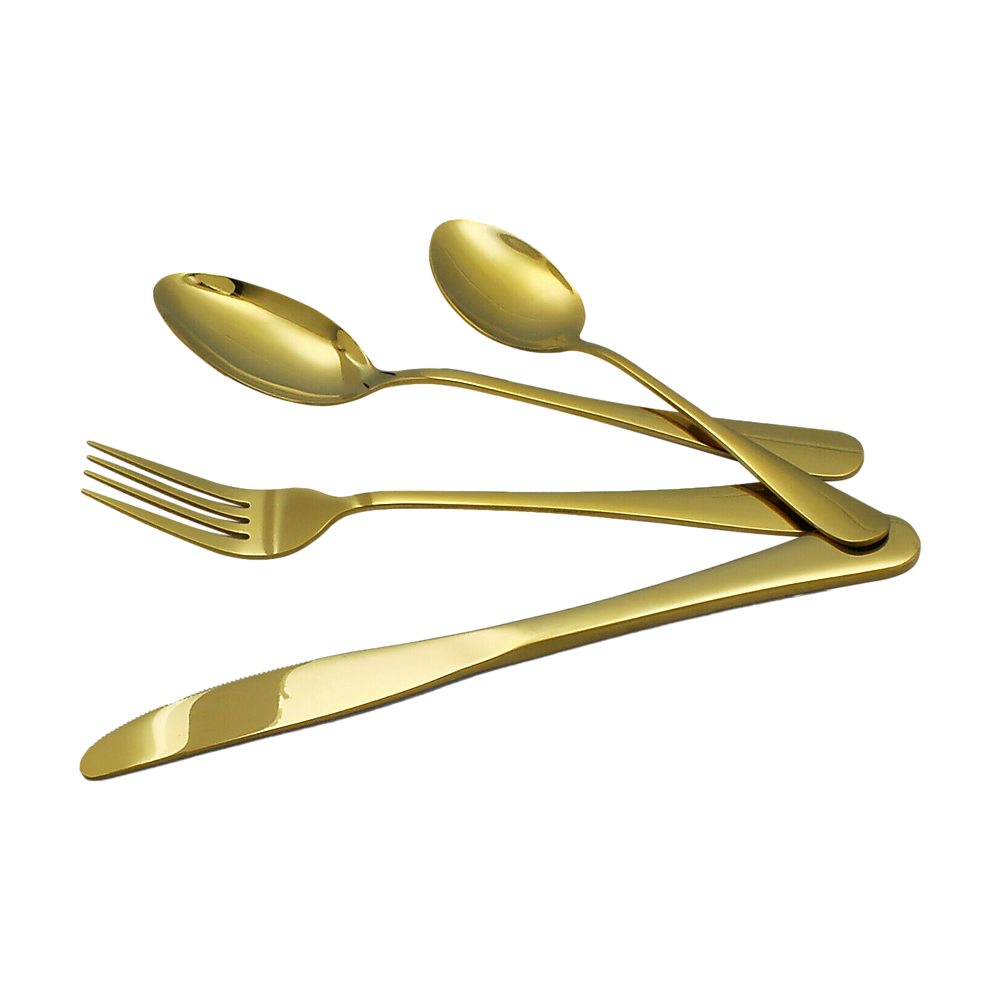 24-piece Gold Cutlery Flatware Stainless Steel Silverware Set Reflective Mirror Finish V63-838571