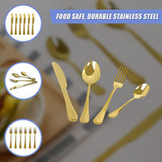 24-piece Gold Cutlery Flatware Stainless Steel Silverware Set Reflective Mirror Finish V63-838571