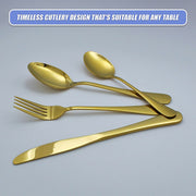 24-piece Gold Cutlery Flatware Stainless Steel Silverware Set Reflective Mirror Finish V63-838571