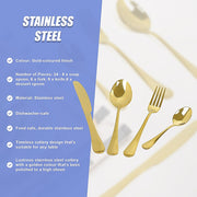 24-piece Gold Cutlery Flatware Stainless Steel Silverware Set Reflective Mirror Finish V63-838571