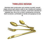 24-piece Gold Cutlery Flatware Stainless Steel Silverware Set Reflective Mirror Finish V63-838571