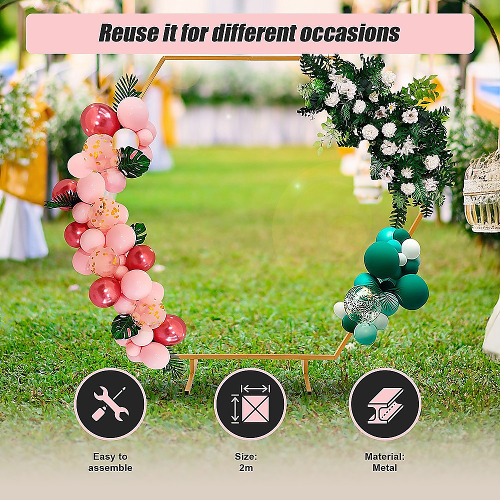 2M Wedding Hex Arch Backdrop Flower Display Stand Frame Background V63-838591