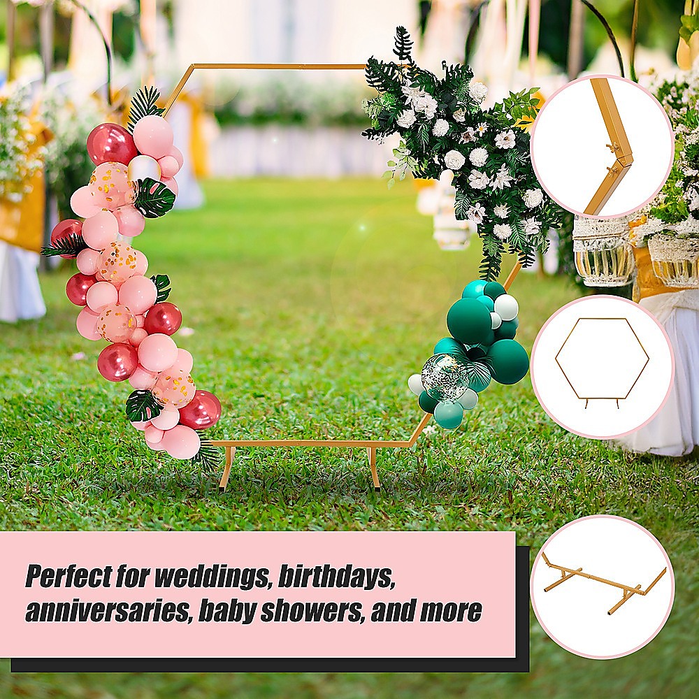 2M Wedding Hex Arch Backdrop Flower Display Stand Frame Background V63-838591