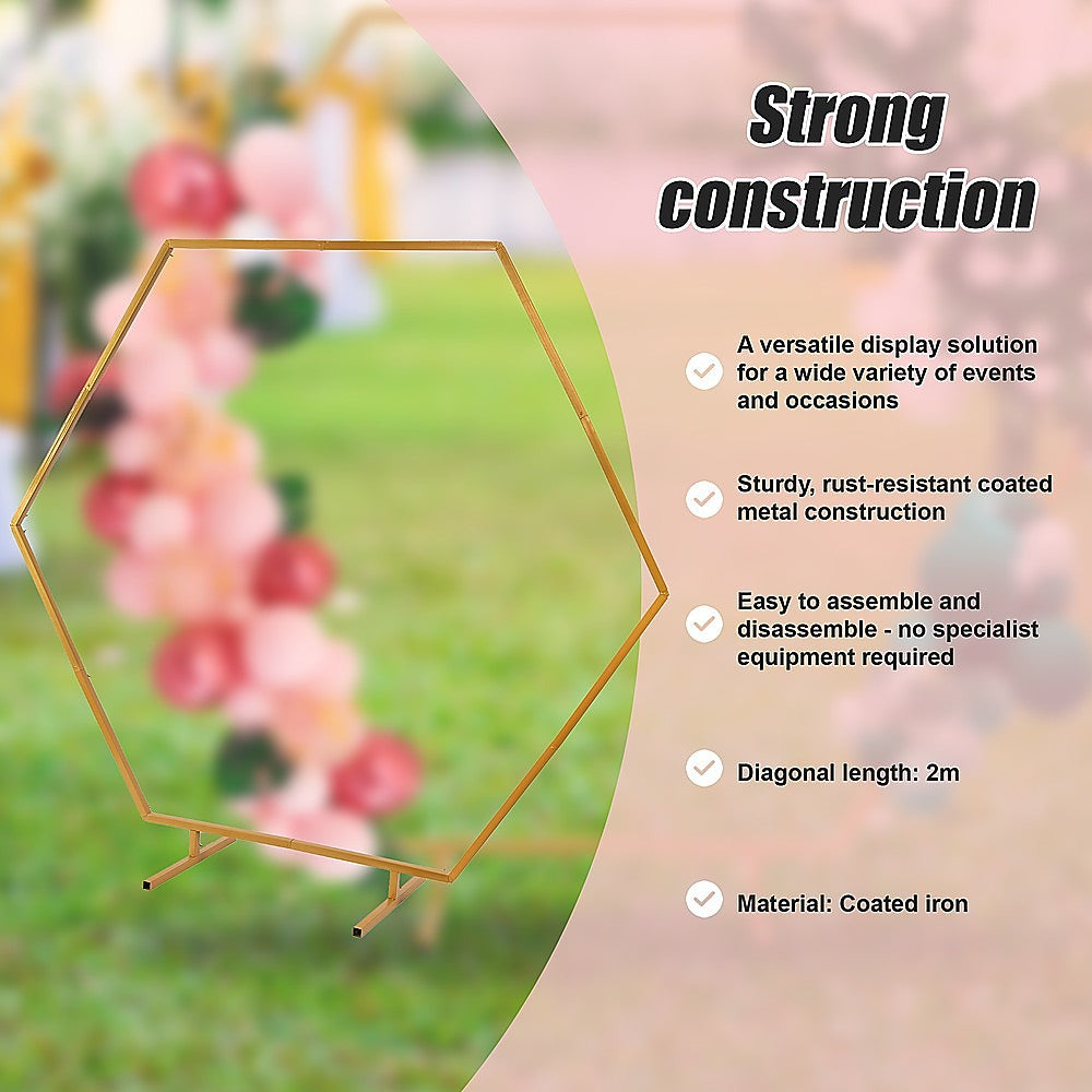 2M Wedding Hex Arch Backdrop Flower Display Stand Frame Background V63-838591