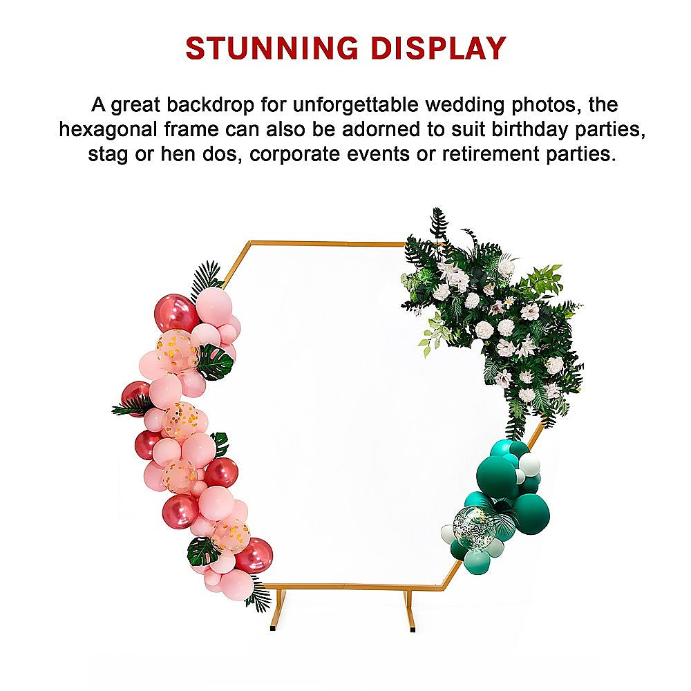 2M Wedding Hex Arch Backdrop Flower Display Stand Frame Background V63-838591