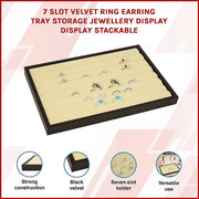 7 Slot Velvet Ring Earring Tray Storage Jewellery Display Display Stackable V63-838601