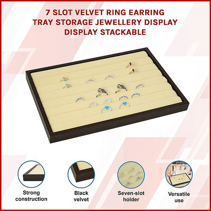 7 Slot Velvet Ring Earring Tray Storage Jewellery Display Display Stackable V63-838601