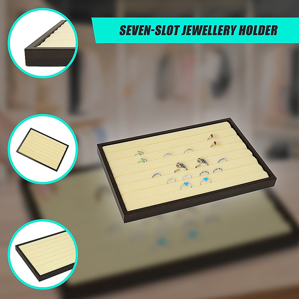 7 Slot Velvet Ring Earring Tray Storage Jewellery Display Display Stackable V63-838601
