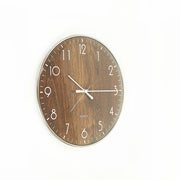 14-inch Round Wall Clock Silent Non-Ticking Quartz Battery Operated Wood Grain V63-838621
