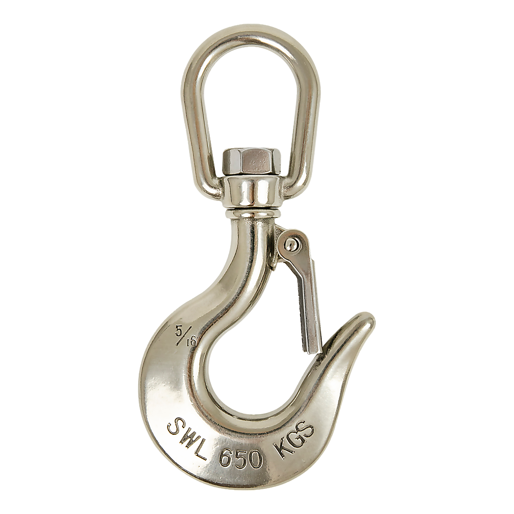 304 Stainless Steel Swivel Lift Clevis Chain Crane Hook with Safety Lock 650kg V63-838631