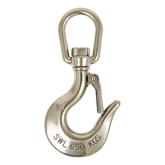 304 Stainless Steel Swivel Lift Clevis Chain Crane Hook with Safety Lock 650kg V63-838631