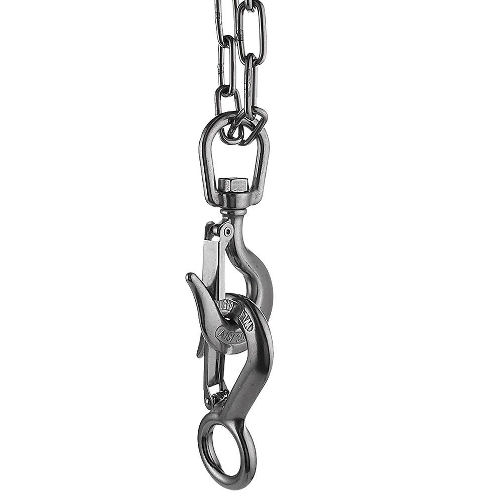 304 Stainless Steel Swivel Lift Clevis Chain Crane Hook with Safety Lock 650kg V63-838631