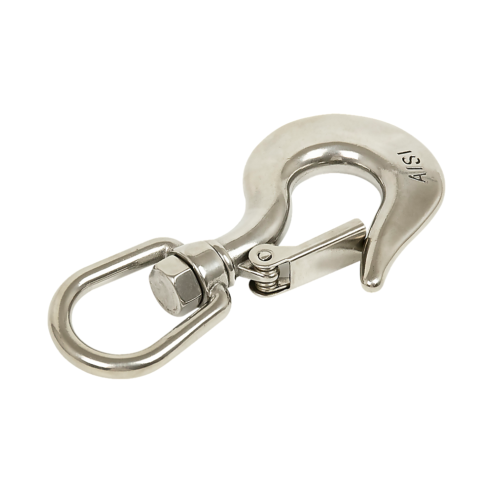 304 Stainless Steel Swivel Lift Clevis Chain Crane Hook with Safety Lock 650kg V63-838631