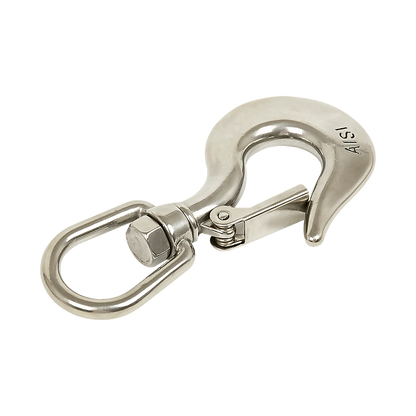 304 Stainless Steel Swivel Lift Clevis Chain Crane Hook with Safety Lock 650kg V63-838631