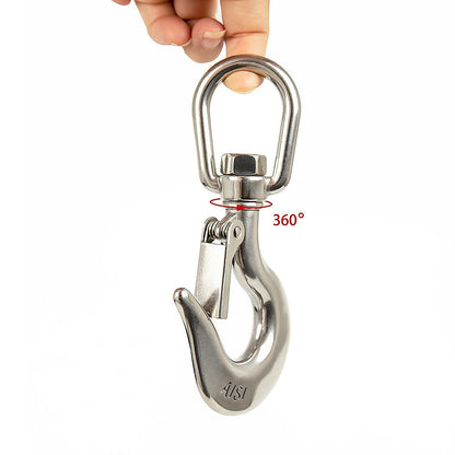 304 Stainless Steel Swivel Lift Clevis Chain Crane Hook with Safety Lock 650kg V63-838631