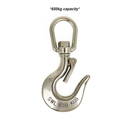 304 Stainless Steel Swivel Lift Clevis Chain Crane Hook with Safety Lock 650kg V63-838631