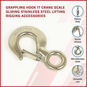 Grappling Hook 1T Crane Scale Sliding Stainless Steel Lifting Rigging Accessories V63-838641