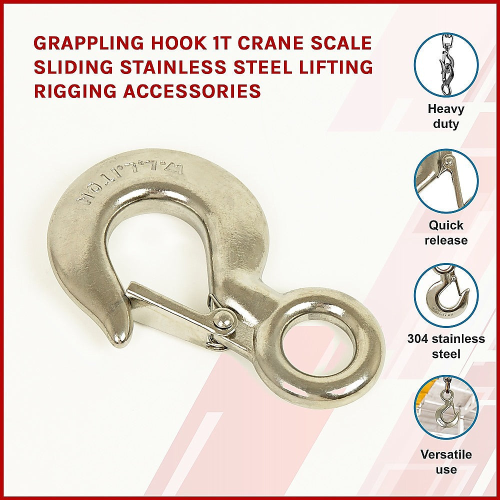 Grappling Hook 1T Crane Scale Sliding Stainless Steel Lifting Rigging Accessories V63-838641