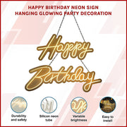 Happy Birthday Neon Sign Hanging Glowing Party Decoration V63-838651
