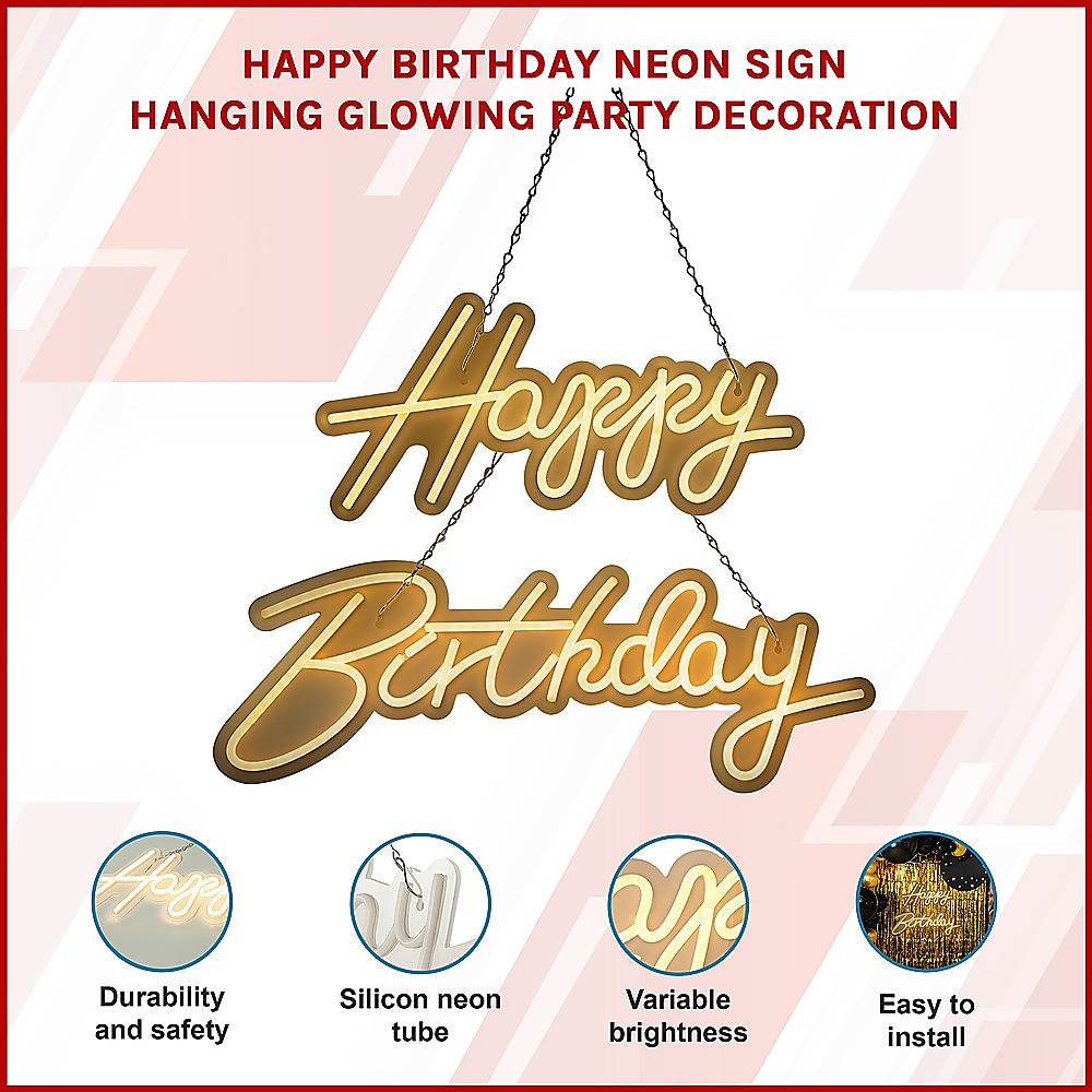Happy Birthday Neon Sign Hanging Glowing Party Decoration V63-838651