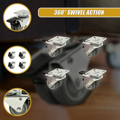 4x 2 Inch Heavy Duty Swivel Castor Wheels 50mm Brake V63-838711