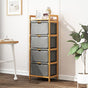 Bamboo Shelf with Storage Hamper - Wooden Organiser with Three-Set Rack Laundry Bags V63-838781