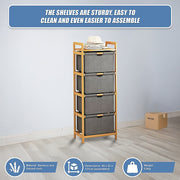 Bamboo Shelf with Storage Hamper - Wooden Organiser with Three-Set Rack Laundry Bags V63-838781