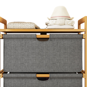 Bamboo Shelf with Storage Hamper - Wooden Organiser with Three-Set Rack Laundry Bags V63-838781