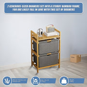 Bamboo Shelf with Storage Hamper - Wooden Organiser with Three-Set Rack Laundry Bags V63-838781