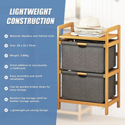 Bamboo Shelf with Storage Hamper - Wooden Organiser with Three-Set Rack Laundry Bags V63-838781