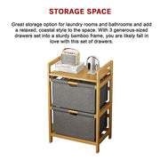 Bamboo Shelf with Storage Hamper - Wooden Organiser with Three-Set Rack Laundry Bags V63-838781