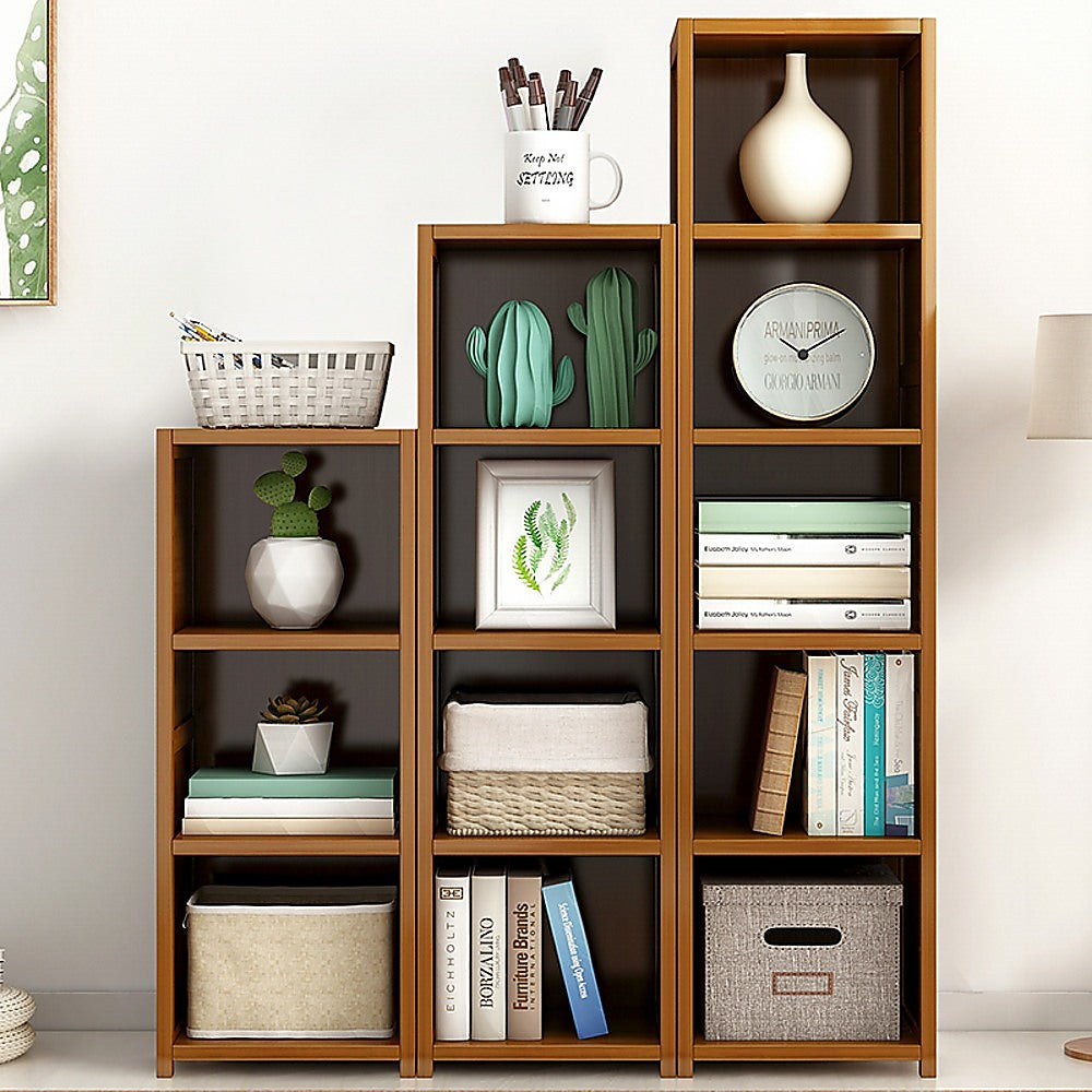 3 Piece Bamboo Adjustable Shelf Set - Bookcase Display Storage Rack Stand V63-838791