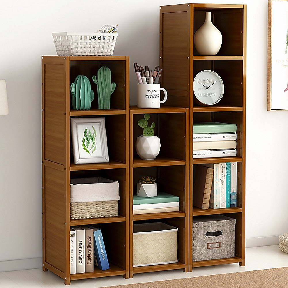 3 Piece Bamboo Adjustable Shelf Set - Bookcase Display Storage Rack Stand V63-838791
