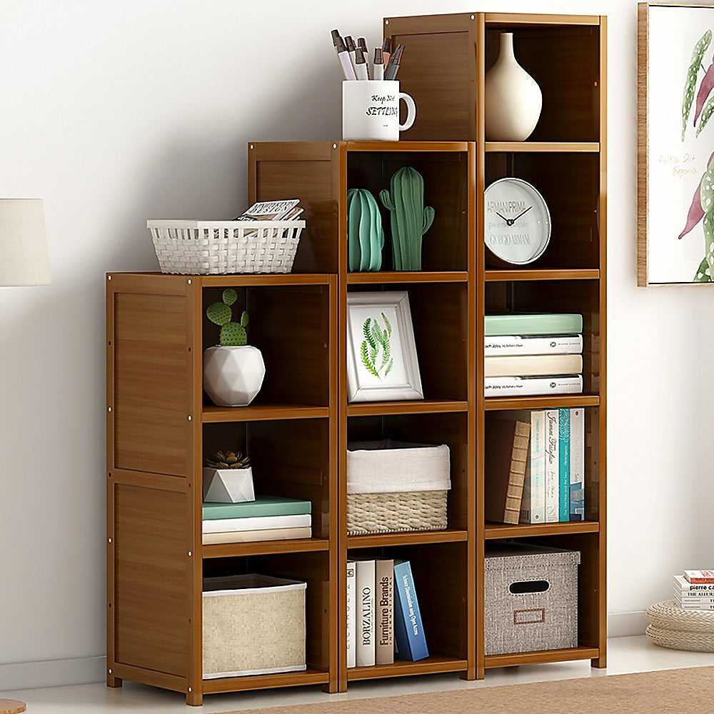 3 Piece Bamboo Adjustable Shelf Set - Bookcase Display Storage Rack Stand V63-838791