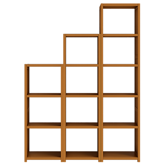 3 Piece Bamboo Adjustable Shelf Set - Bookcase Display Storage Rack Stand V63-838791